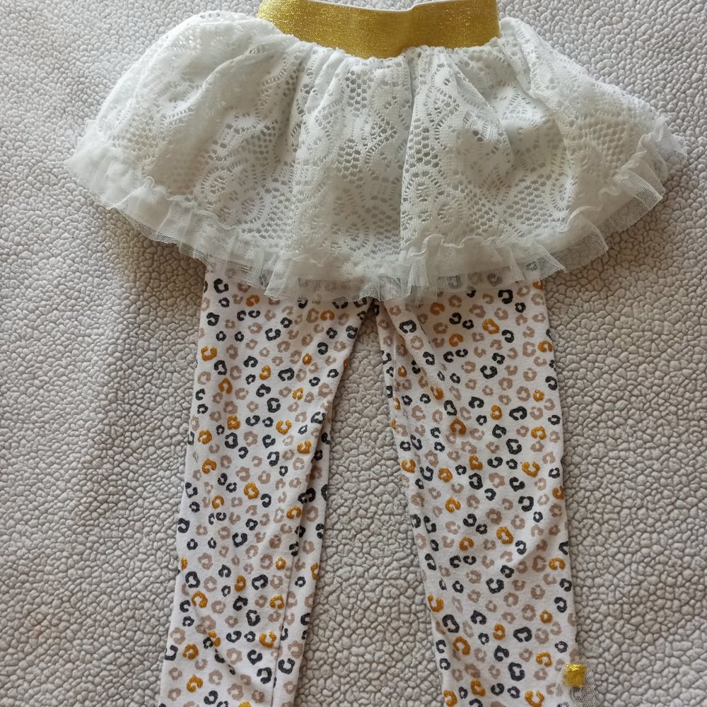 Set Cream Gold Tutu Leggings Pants For Toddler Girls